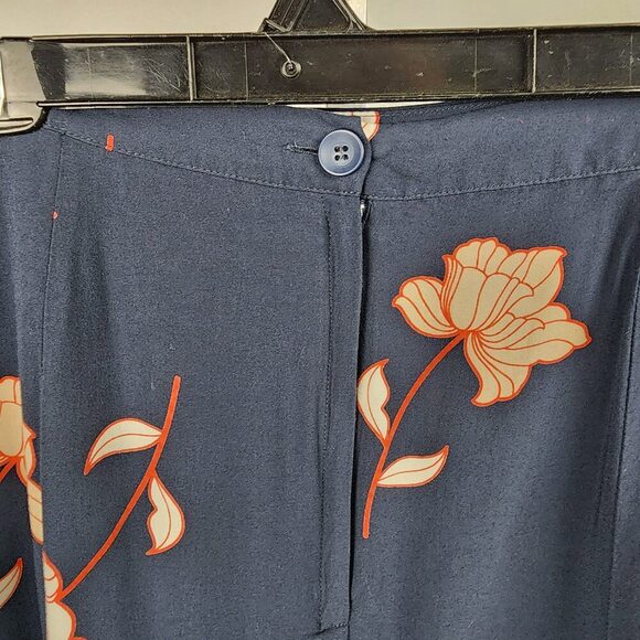 Pennintons Navy Blue Floral Midi Slit Skirt Size 18 - Picture 6 of 10